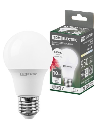 Лампа СДЛ А60 10Вт 230В 6500К E27 TDM