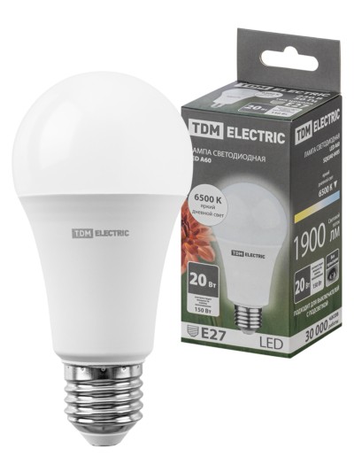 Лампа СДЛ А60 20Вт 230В 6500К E27 TDM