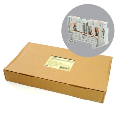 Зажим пружинный, 3-проводной проходной ЗНИ – 4 ,JXB PT 4  TW, серый LD573-1-25