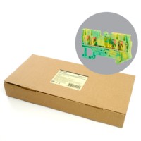 Зажим пружинный, 4-проводной проходной ЗНИ – 2,5 ,JXB PT 2,5 , желтый,зеленый LD574-1-25