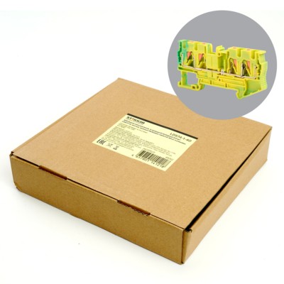 Зажим пружинный, 4-проводной проходной ЗНИ – 4 ,JXB PT 4 , желтый,зеленый LD574-1-40