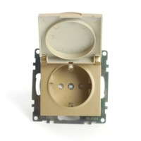 Розетка 1-местная с крышк с защ. штор (механизм) с/з Stekker GLS16-7112-08 250В 16А Катрин золото