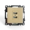 Розетка 2-местная USB (механизм) Stekker GLS10-7115-08 250В 2,1А Катрин золото