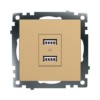 Розетка 2-местная USB (механизм) Stekker GLS10-7115-08 250В 2,1А Катрин золото