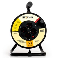 Удлинитель на катушке Stekker Standart  STD01-40-50 4 гнезда с/з ПВСбм 3*1 оранжевый 16А IP40 50м