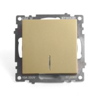 Выключатель 1-клавишный c индикатором (механизм) Stekker GLS10-7101-08 250В 10А Катрин золото