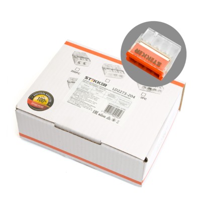 Клемма СМК 4-проводная зажимная для 1-жильного проводника Stekker LD2273-204