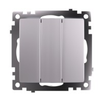 Выключатель 3-клавишный (механизм) Stekker GLS10-7108-03 250V 10А Катрин серебро