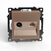 Розетка телевизионная 1-местная (механизм) Stekker GLS00-7106-02 75 Ом 5-862МГц Катрин шампань