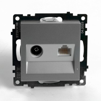 Розетка телевизионная 1-местная (механизм) Stekker GLS00-7106-03 75 Ом 5-862МГц Катрин черный