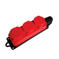 Розетка переносная 3-местная c/з Stekker RST16-23-44-3 (РП 16-334) 250В 16А IP44 красный