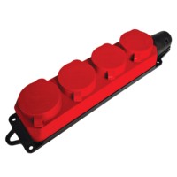 Розетка переносная 4-местная c/з Stekker RST16-24-44-3 (РП 16-232) 250В 16А IP44 красный
