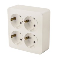 Розетка 4-местная с/з открытой установки квадрат Stekker 250В 16А IP20 София слоновая кость MST16-14S-04