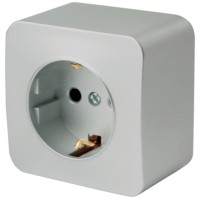 Розетка 1-местная с/з открытой установки Stekker 250В 16А IP20 София серебро MST16-11-03