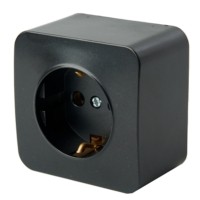 Розетка 1-местная с/з открытой установки Stekker 250В 16А IP20 София черный матовый MST16-11-05