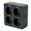 Розетка 4-местная с/з открытой установки квадрат Stekker 250В 16А IP20 София черный MST16-14S-02