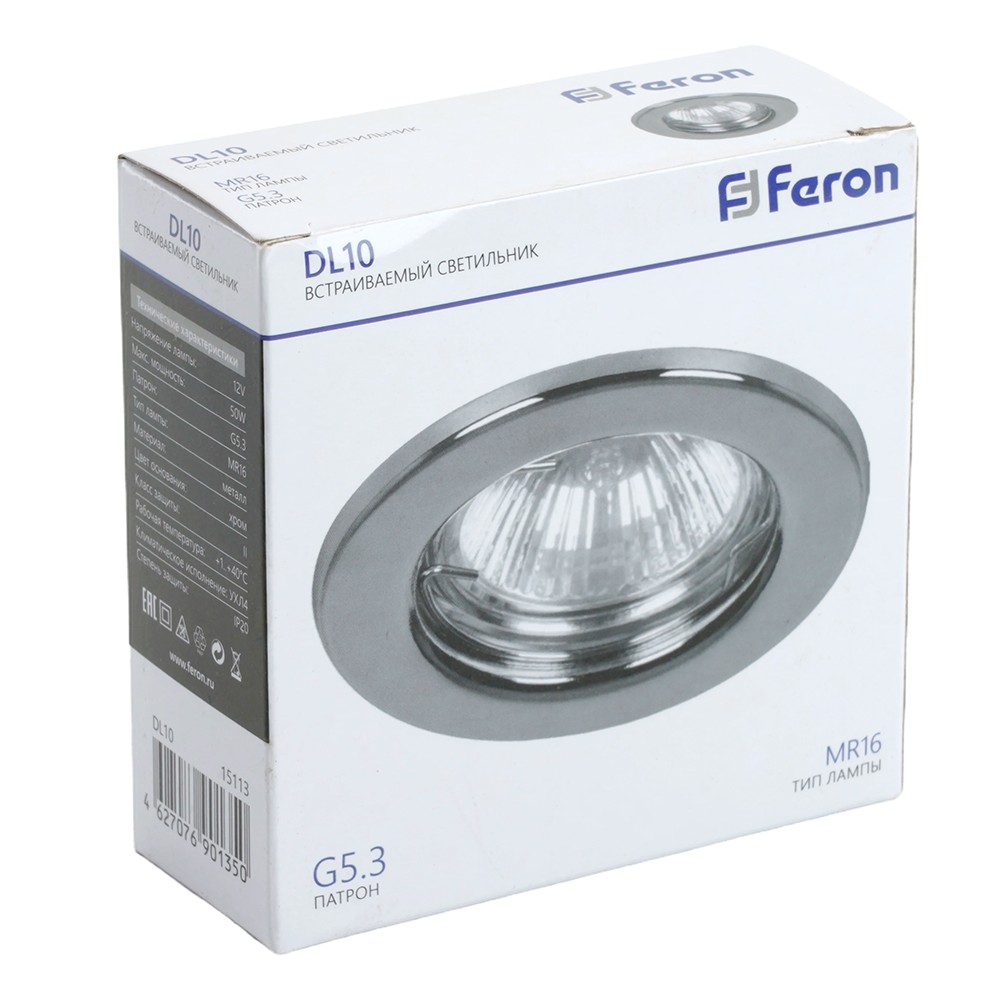Светильник встраиваемый Feron DL10 потолочный MR16 G5.3 хром — изображение 5