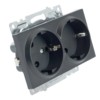 Розетка 2-местная с/з механизм Stekker GLS16-7114-05 250В 16А с защитной шторкой Катрин черный