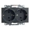 Розетка 2-местная с/з механизм Stekker GLS16-7114-05 250В 16А с защитной шторкой Катрин черный