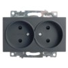 Розетка 2-местная б/з механизм Stekker GLS10-7113-05 250V 10А с защитной шторкой Катрин черный