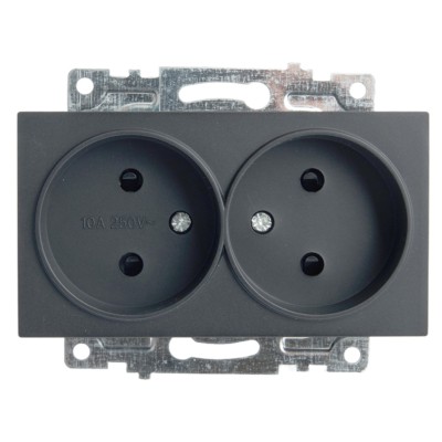 Розетка 2-местная б/з механизм Stekker GLS10-7113-05 250V 10А с защитной шторкой Катрин черный — изображение 4