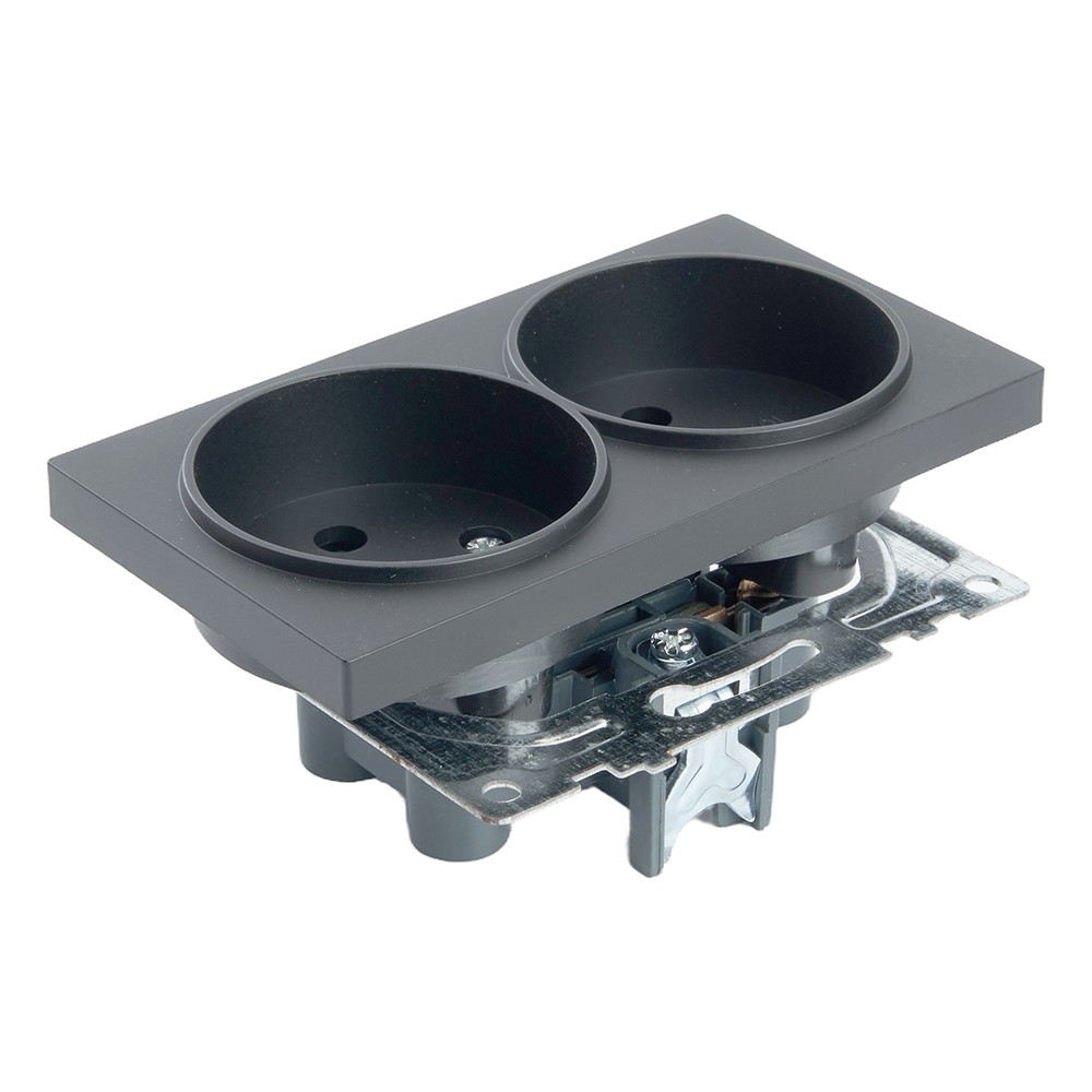 Розетка 2-местная б/з механизм Stekker GLS10-7113-05 250V 10А с защитной шторкой Катрин черный — изображение 7