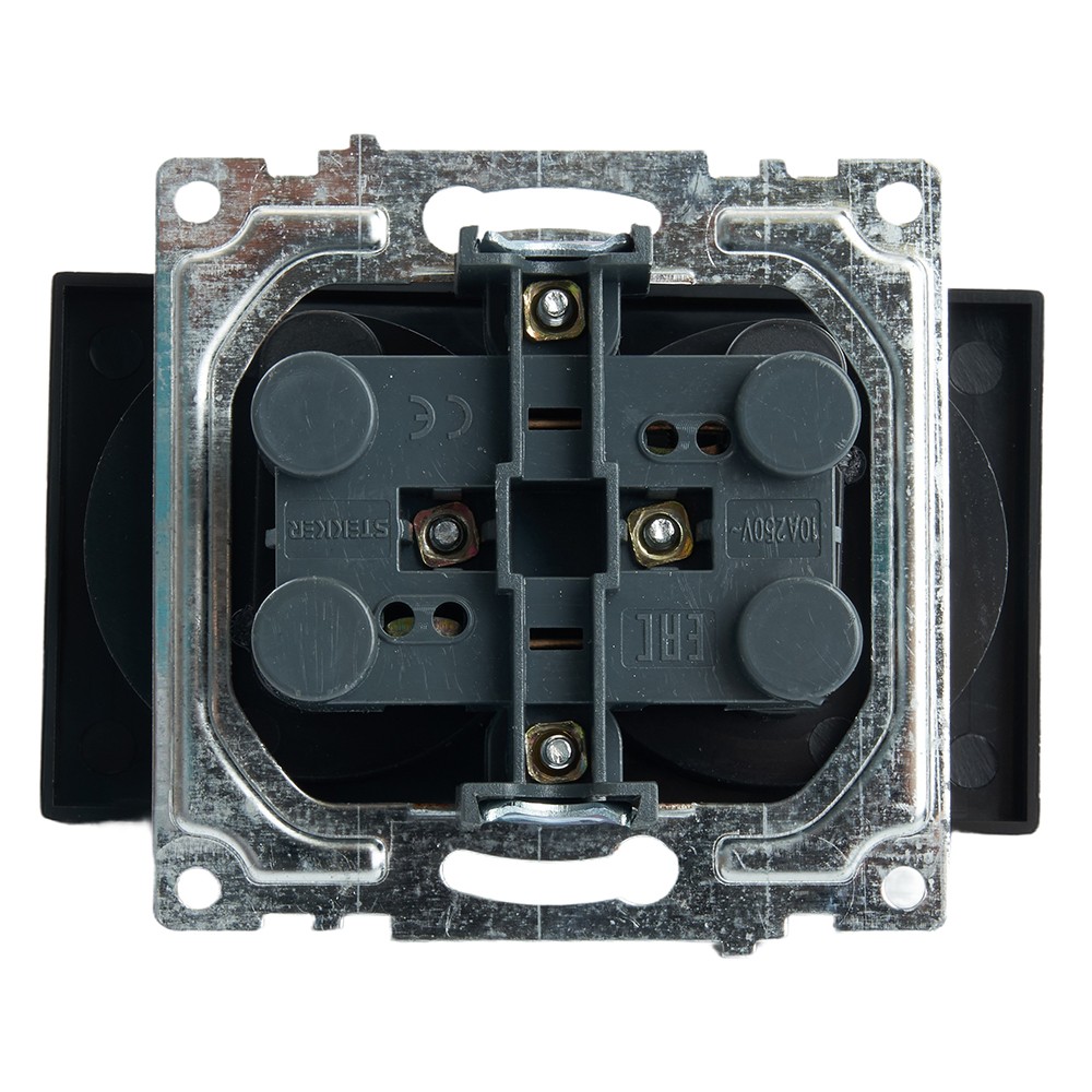 Розетка 2-местная б/з механизм Stekker GLS10-7113-05 250V 10А с защитной шторкой Катрин черный — изображение 6