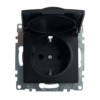 Розетка 1-местная с/з с крышкой механизм Stekker GLS16-7112-05 250В 16А с защитной шторкой Катрин черный