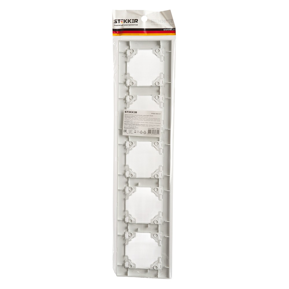 Рамка 5-местная горизонтальная Stekker PPFR00-9005-01 Эрна белый — изображение 5