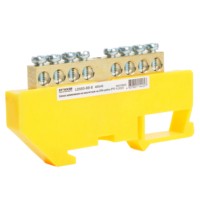 Шина”N” на изоляторе Stekker 6*9 на DIN-рейку 8 выводов желтый LD555-69-8