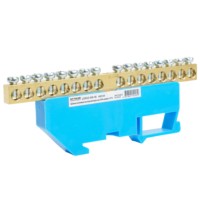 Шина”N” на изоляторе Stekker 6*9 на DIN-рейку 16 выводов синий LD555-69-16