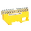 Шина”N” на изоляторе Stekker 6*9 на DIN-рейку 12 выводов желтый LD555-69-12