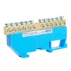 Шина”N” на изоляторе Stekker 6*9 на DIN-рейку 12 выводов синий LD555-69-12