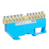 Шина”N” на изоляторе Stekker 6*9 на DIN-рейку 12 выводов синий LD555-69-12