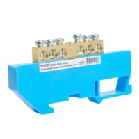 Шина”N” на изоляторе Stekker 6*9 на DIN-рейку 6 выводов синий LD555-69-6