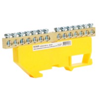 Шина”N” на изоляторе Stekker 6*9 на DIN-рейку 14 выводов желтый LD555-69-14