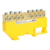 Шина “PE” Stekker на изоляторе 8*12 на DIN-рейку 8 выводов желтый LD555-812-8
