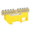 Шина “PE” Stekker на изоляторе 8*12 на DIN-рейку 10 выводов желтый LD555-812-10