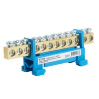 Шина “N” на изоляторе Stekker 6*9 тип “стойка” на DIN-рейку 12 выводов синий LD556-69-12