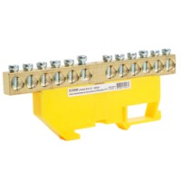 Шина “PE” Stekker на изоляторе 8*12 на DIN-рейку 12 выводов желтый LD555-812-12