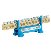 Шина “N” на изоляторе Stekker 6*9 тип “стойка” на DIN-рейку 14 выводов синий LD556-69-14