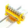 Шина"N" Stekker на изоляторе 6*9 на DIN-рейку 8 выводов желтый LD555-69-8