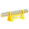 Шина “PE” на изоляторе Stekker 6*9 тип “стойка” на DIN-рейку 14 выводов желтый LD556-69-14