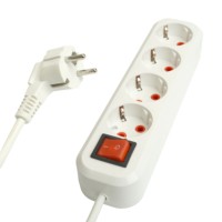 Удлинитель четырехместный с/з с выключ. Stekker HM07-41-02 3×1мм2 2м Home (У16А-003) белый