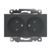 Розетка 2-местная с защитной шторкой (механизм) б/з, 250В, 10А, серия Катрин, графит, GLS10-7113-06