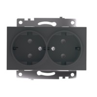 Розетка 2-местная с защитной шторкой (механизм) с/з, 250В, 16А, серия Катрин, графит, GLS16-7114-06