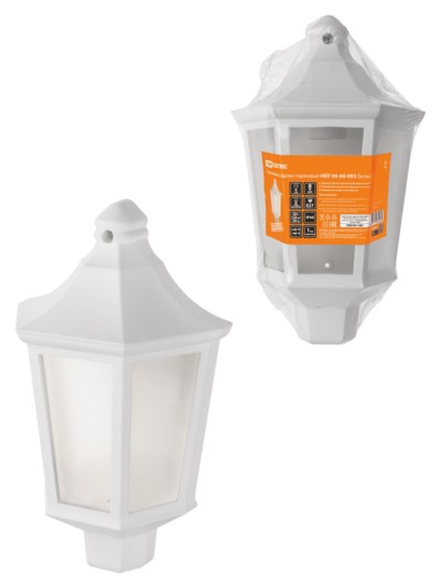 Светильник садово-парковый НБУ 06-60-003 настенный, пластик, расс. поликарбонат, белый TDM