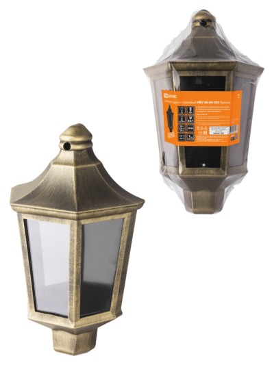 Светильник садово-парковый НБУ 06-60-003 настенный, пластик, расс. поликарбонат, бронза TDM