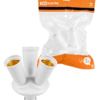 Переходник Е27-3хЕ27, узкий, белый, TDM