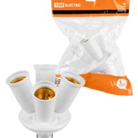 Переходник Е27-4хЕ27, узкий, белый, TDM